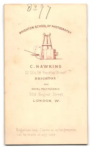 Fotografie C. Hawkins, Brighton, 32, 33 & 38, Preston Street, Hübsches Mädchen in modischer Kleidung