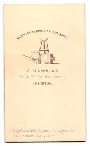 Fotografie C. Hawkins, Brighton, 32 & 38 Preston Street, Junge Dame im hübschen Kleid