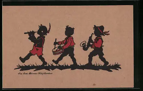 AK Knabenorchester Trio als Scherenschnitt