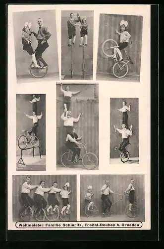 AK Freital-Deuben bei Dresden, Radsport-Akrobaten und Weltmeister Familie Schieritz