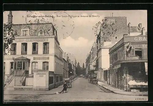 AK Neuilly-sur-Seine, Rue Louis Philippe et Avenue de Neuilly