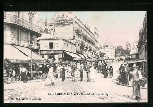 AK Saint-Cloud, Le Marché et Rue Dailly