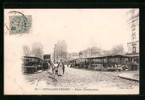 AK Levallois-Perret, Place Chateaudun avec Marché