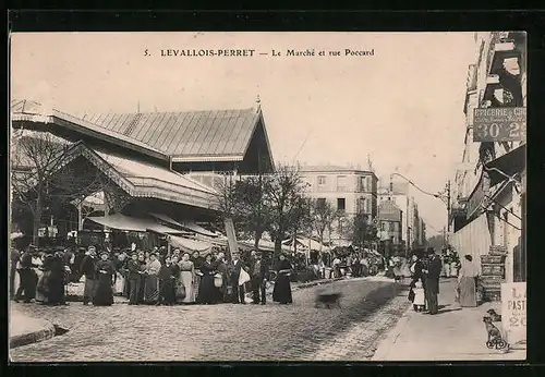 AK Levallois-Perret, Le Marché et rue Poccard