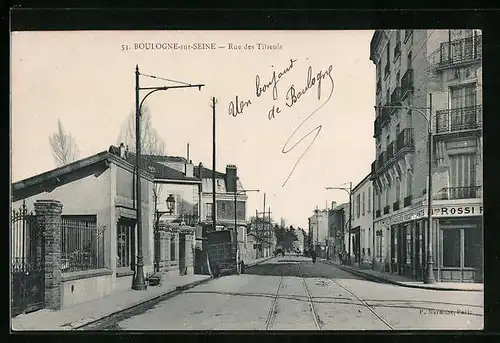 AK Boulogne-sur-Seine, Rue des Tilleuls