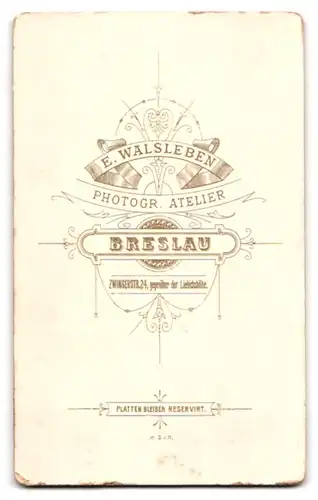 Fotografie E. Walsleben, Breslau, Zwingerstrasse 24, Bürgerliche Dame mit Brosche