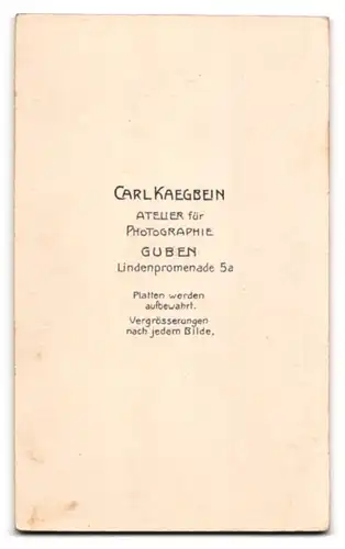 Fotografie Carl Kaegbein, Guben, Lindenpromenade 5a, Bürgerlicher Herr mit Schnurrbart