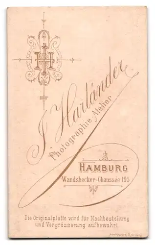 Fotografie J. Harländer, Hamburg, Wandsbecker-Chaussee 195, Junger Herr mit Schnurrbart