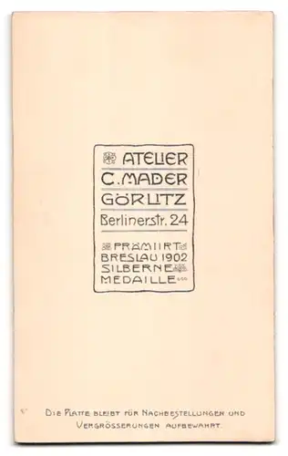 Fotografie C. Mader, Görlitz, Berlinerstr. 24, Dame mit eleganter Ausstrahlung