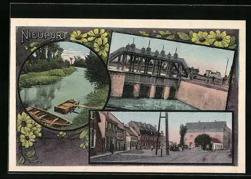 AK Nieuport, Brücke, Ortspartie