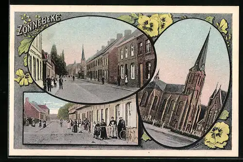 AK Zonnebeke, Kirche, Ortspartie