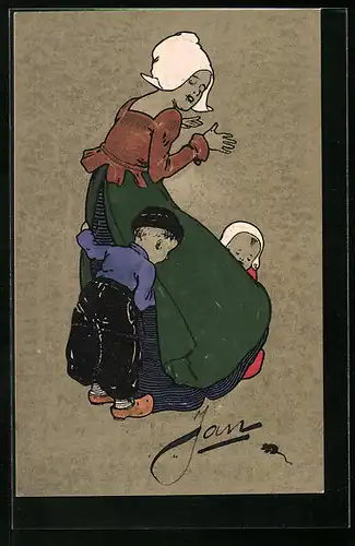 AK Niederländerin mit zwei Kindern erschreckt sich vor einer Maus