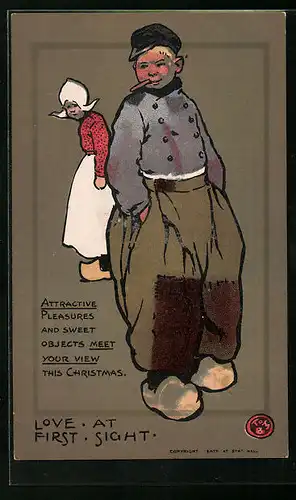 AK Niederländer und Niederländerin in Holzschuhen