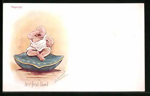 Künstler-AK Cynicus: Her first Bawl