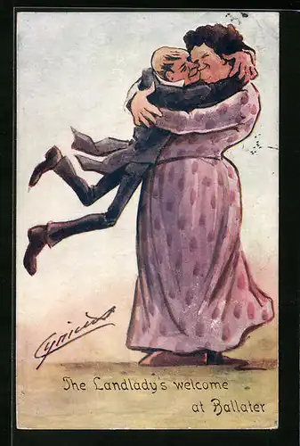 Künstler-AK Cynicus: The Landlady`s welcome at Ballater