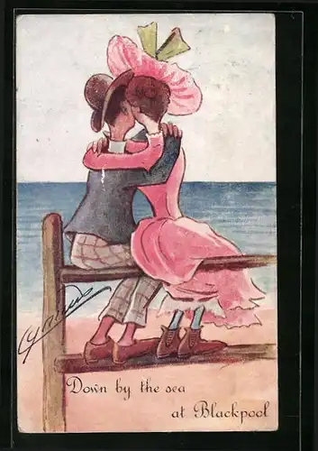 Künstler-AK Cynicus: Down by the sea at Blackpool