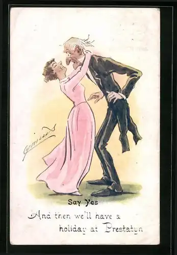 Künstler-AK Cynicus: Junge Frau und alter Mann