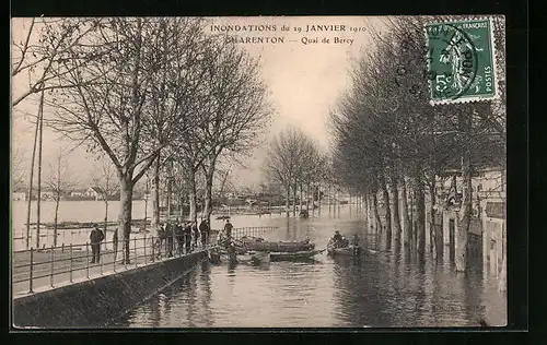 AK Charenton, Inondations 1910, Quai de Berry