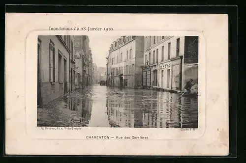 AK Charenton, Inondations 1910, Rue des Carrières