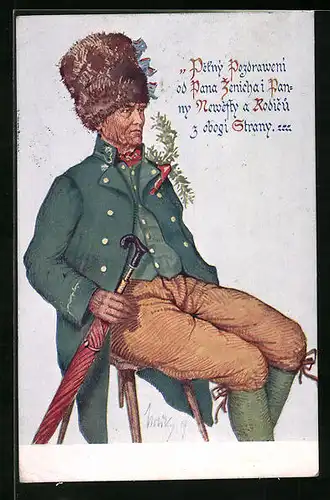 Künstler-AK Herr in tschechischer Tracht