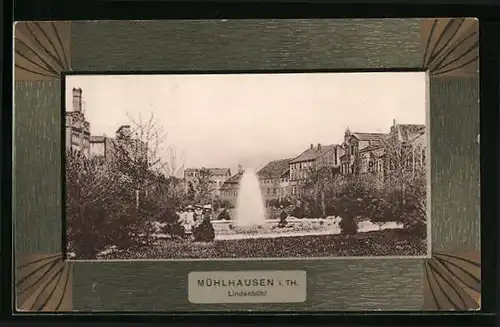 AK Mühlhausen i. Th., Lindenbühl mit Springbrunnen