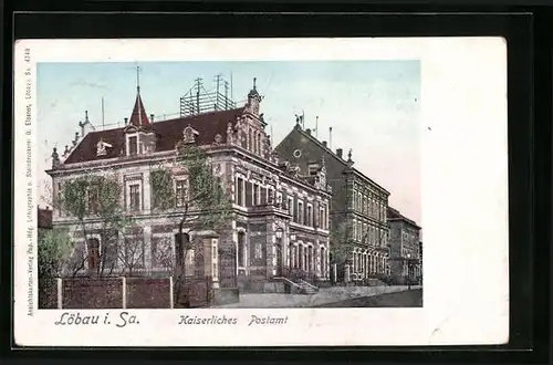 AK Löbau i. Sa., Kaiserliches Postamt, Strassenpartie