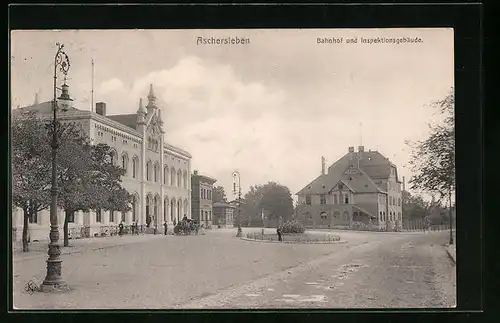 AK Aschersleben, Bahnhof und Inspektionsgebäude