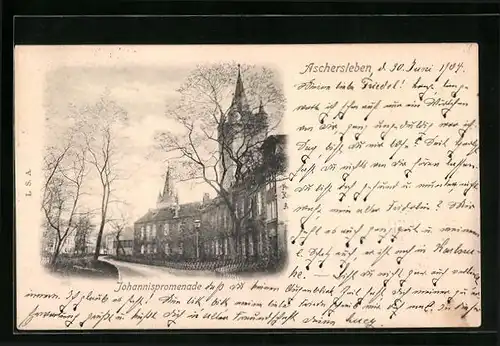 AK Aschersleben, Blick gegen Johannispromenade