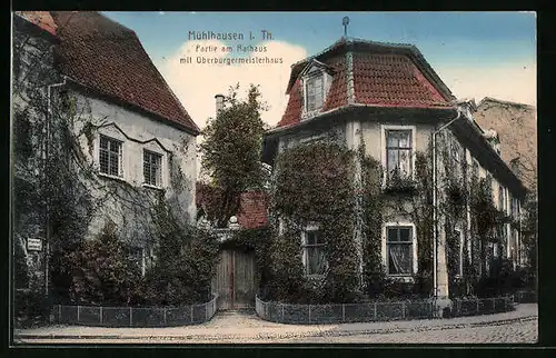 AK Mühlhausen /Thür., Partie am Rathaus mit Oberbürgermeisterhaus