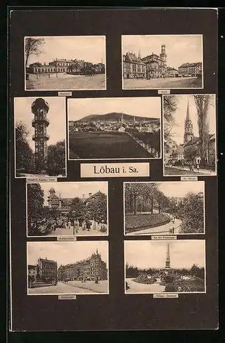 AK Löbau, Gasthaus Honigbrunnen, Bahnhof, Königsplatz