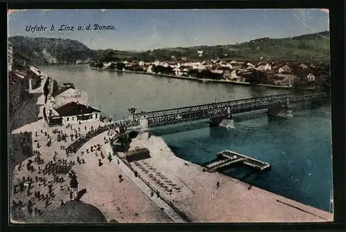 AK Urfahr bei Linz a. D., Teilansicht mit Brücke