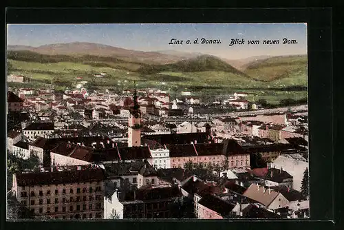 AK Linz a. d. Donau, Blick vom neuen Dom auf den Ort