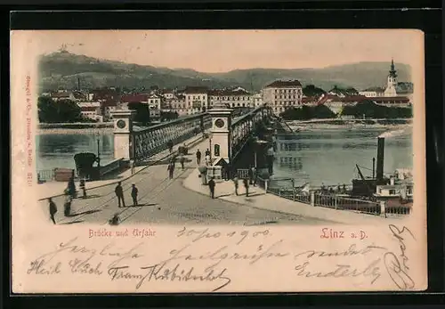 AK Linz a. D., Brücke und Urfahr