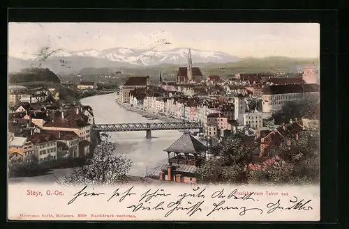AK Steyr, Ansicht mit Brücke vom Tabor aus