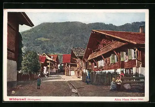 AK Wilderswil (Kirchgasse), Ortspartie mit altem Haus