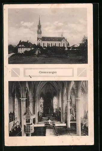 AK Grosswangen, Kirche von aussen und innen