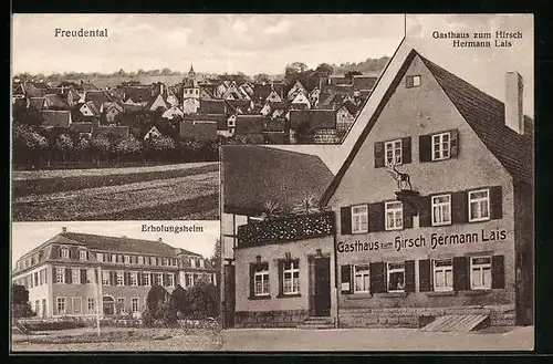 AK Freudental, Gasthaus zum Hirsch, Teilansicht, Erholungsheim