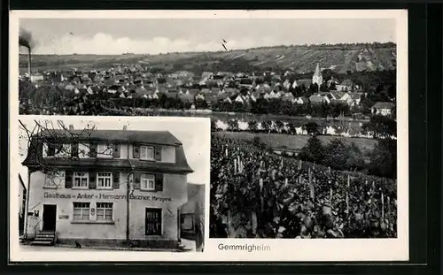AK Gemmrigheim, Gasthaus zum Anker, Ortsansicht