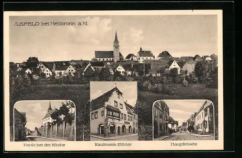 AK Ilsfeld b. Heilbronn, Kaufmann Bühler, Hauptstrasse, Ortsansicht