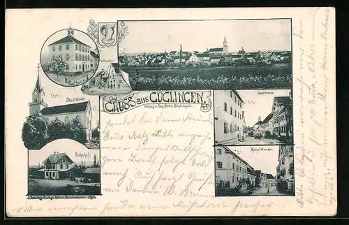 AK Güglingen, Rathaus, Bahnhof, Hauptstrasse