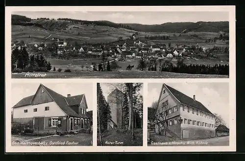 AK Mittelrot, Gasthaus zum Hirsch, Geschäft von Gottfried Fischer