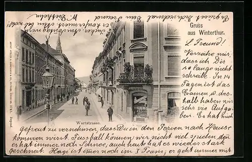 AK Winterthur, Wartstrasse mit Passanten
