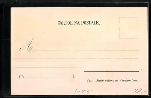Lithographie Pieve del Cadore, Hotel Progresso, Monumento a Tiziano, Panorama