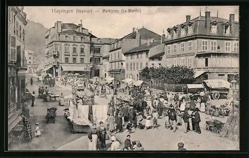 AK Hayingen, Marktplatz mit Ständen