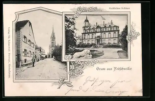AK Fröschweiler, Strassenpartie mit Gasthaus, Gräfliches Schloss