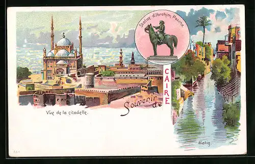 Lithographie Caire, Vue de la citadelle, Halig