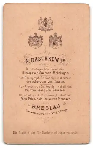 Fotografie N. Raschkow Jr., Breslau, Ohlauerstrasse 4, Älterer Mann mit Vollbart und Fliege