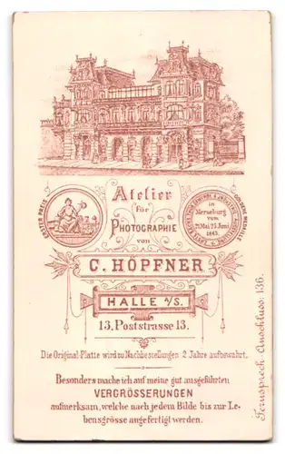 Fotografie C. Höpfner, Halle a /S., Poststr. 13, Süsses Kleinkind im modischen Kleid