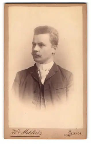Fotografie H. Mehlert, Itzehoe, Breitestr. 25, Junger Herr im Anzug mit Moustache