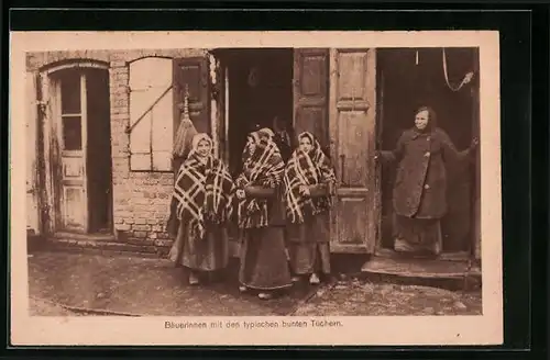 AK Niederländische Bäuerinnen mit den typischen bunten Tüchern